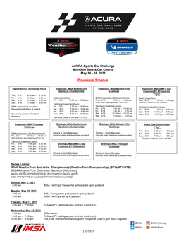 2021 IMSA Provisional Schedule and SR M-O 031021 V1