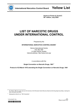 List of Narcotic Drugs Under International Control