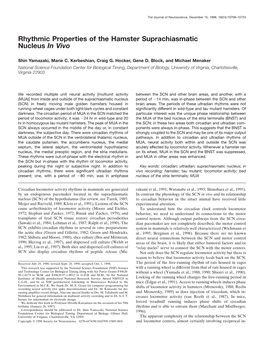 Rhythmic Properties of the Hamster Suprachiasmatic Nucleus in Vivo