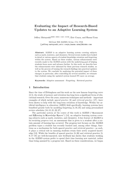 Evaluating the Impact of Research-Based Updates to an Adaptive Learning System