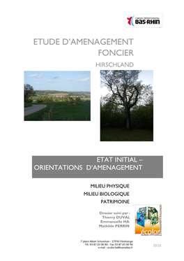 Etude Aménagement Foncier