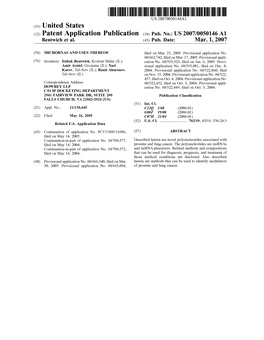 (12) Patent Application Publication (10) Pub. No.: US 2007/005014.6 A1 Bentwich Et Al