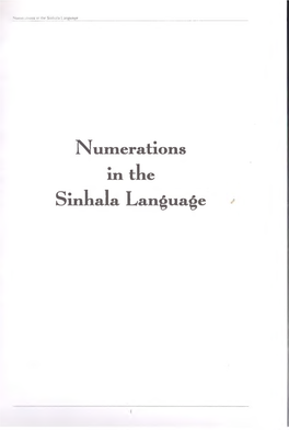 N Umerations in Tke Sink Ala Language Numerations in the Sinhala Language