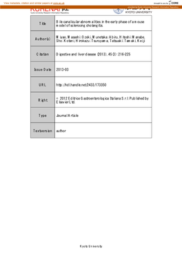 Title Bile Canalicular Abnormalities in the Early Phase of a Mouse