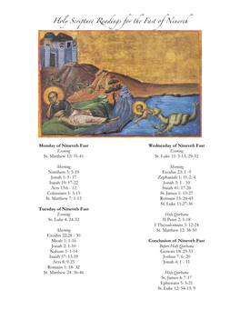 View Scripture Readings and Meditation for the Fast of Nineveh
