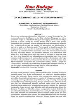 An Analysis of Stereotype in Zootopia Movie