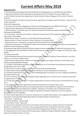 Current Affairs May 2018 Appointments 1