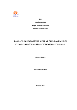 Bankacilik Sektöründe Kamu Ve Özel Bankalarin Fġnansal Performanslarinin Karġilaġtirilmasi