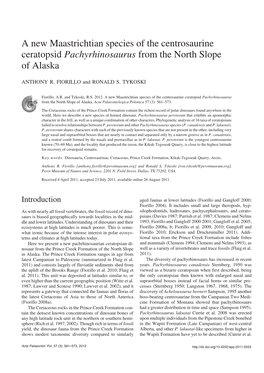 A New Maastrichtian Species of the Centrosaurine Ceratopsid Pachyrhinosaurus from the North Slope of Alaska