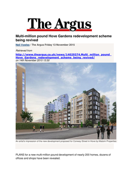 Multi-Million Pound Hove Gardens Redevelopment Scheme Being Revived Neil Vowles / the Argus Friday 13 November 2015