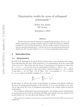 Majorization Results for Zeros of Orthogonal Polynomials