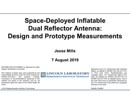 Space-Deployed Inflatable Dual Reflector Antenna: Design and Prototype Measurements