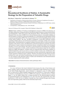 Biocatalyzed Synthesis of Statins: a Sustainable Strategy for the Preparation of Valuable Drugs