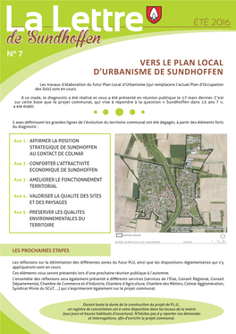 De Sundhoffen N° 7 VERS LE PLAN LOCAL D’URBANISME DE SUNDHOFFEN