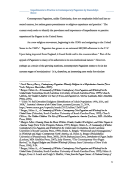 1 Carol Barney-Barry, Contemporary Paganism: Minori!J Religions in a Majoritarian America (New York: Palgrave Macmillan, 2005)