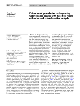 Estimation of Groundwater Recharge Using Water Balance Coupled with Base-Flow-Record Estimation and Stable-Base-Flow Analysis