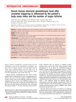 Serum Human Chorionic Gonadotropin Level After Ovulation Triggering Is Inﬂuenced by the Patient’S Body Mass Index and the Number of Larger Follicles