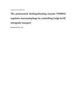 The Proteasomal Deubiquitinating Enzyme PSMD14 Regulates Macroautophagy by Controlling Golgi-To-ER Retrograde Transport
