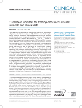 Γ-Secretase Inhibitors for Treating Alzheimer's Disease