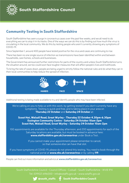 Community Testing in South Staffordshire