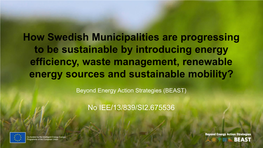 How Swedish Municipalities Are Progressing to Be Sustainable by Introducing Energy Efficiency, Waste Management, Renewable Energy Sources and Sustainable Mobility?