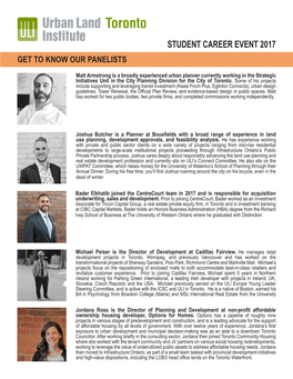 Student Career Event 2017 Get to Know Our Panelists