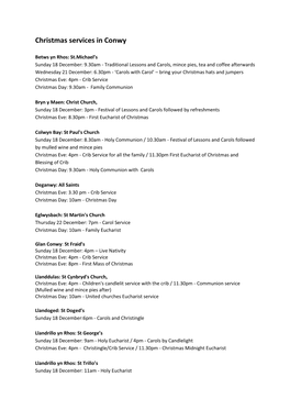 Christmas Services in Conwy