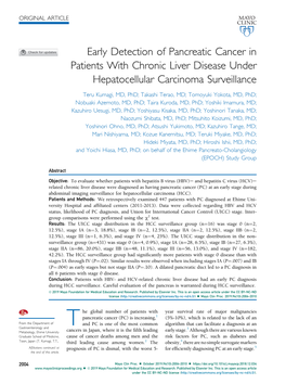 Early Detection of Pancreatic Cancer in Patients with Chronic Liver Disease Under Hepatocellular Carcinoma Surveillance