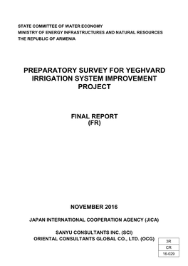 Preparatory Survey for Yeghvard Irrigation System Improvement Project