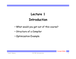 Lecture 1 Introduction