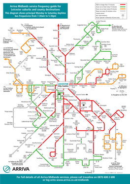 Arriva Midlands Service Frequency Guide for Leicester Suburbs And