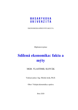 Sdílená Ekonomika: Fakta a Mýty