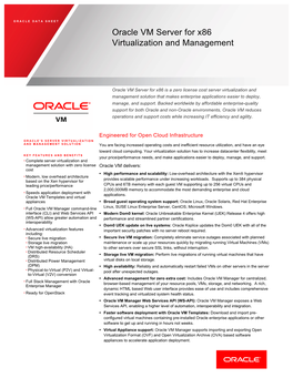 Oracle VM Server for X86 Virtualization and Management