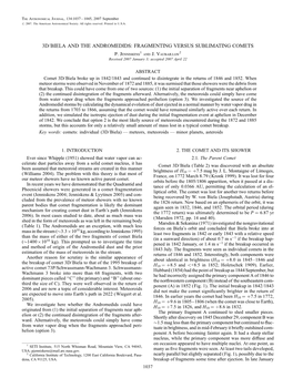 3D/Biela and the Andromedids: Fragmenting Versus Sublimating Comets P