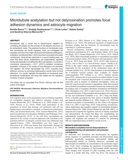 Microtubule Acetylation but Not Detyrosination Promotes Focal