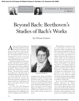 Beethoven's Studies of Bach's Works