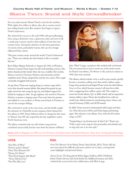 Shania Twain: Sound and Style Groundbreaker