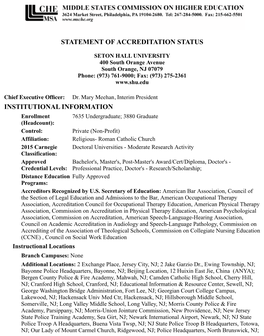 Statement of Accreditation Status Institutional