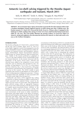 Antarctic Ice-Shelf Calving Triggered by the Honshu (Japan) Earthquake and Tsunami, March 2011
