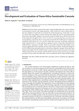 Development and Evaluation of Nano-Silica Sustainable Concrete