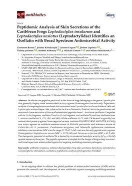 Peptidomic Analysis of Skin Secretions of the Caribbean