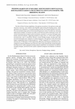 Discoglossus Sardus and Euproctus Montanus During the Breeding Season