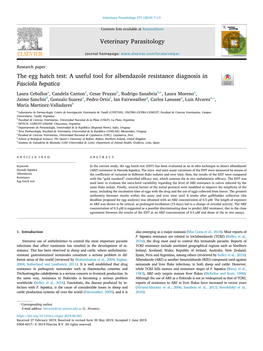 The Egg Hatch Test a Useful Tool for Albendazole Resistance Diagnosis