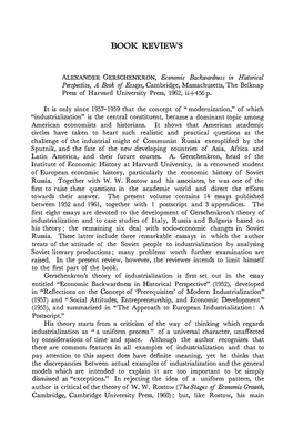 Economic Backwardness in Historical Perspective, a Book of Essays, Cambridge, Massachusetts, the Belknap Press of Harvard University Press, 1962, Ii +456 P