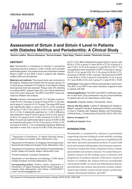 Assessment of Sirtuin 3 and Sirtuin 4 Level in Patients with Diabetes