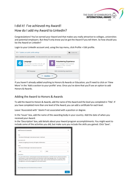 I Did It! I've Achieved My Award! How Do I Add My Award to Linkedin?