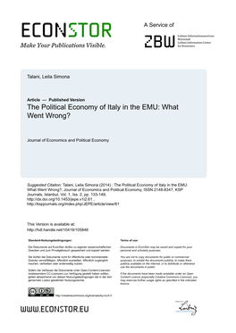 The Political Economy of Italy in the EMU: What Went Wrong?