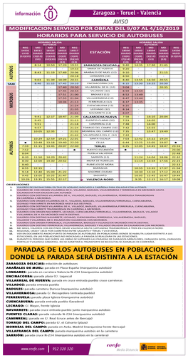 Horarios PAT MD Zaragoza-Teruel-Valencia