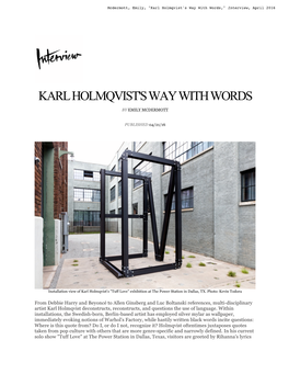 Karl Holmqvist's Way with Words,