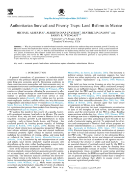 Authoritarian Survival and Poverty Traps: Land Reform in Mexico